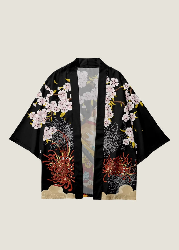 Kimono japonais femme motifs sakura | Miyuki