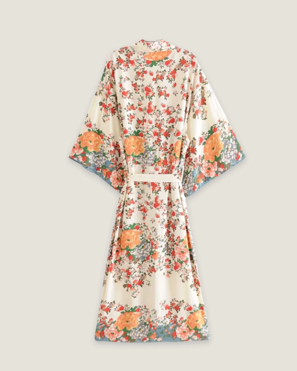 Kimono long crème floral femme | Fumis