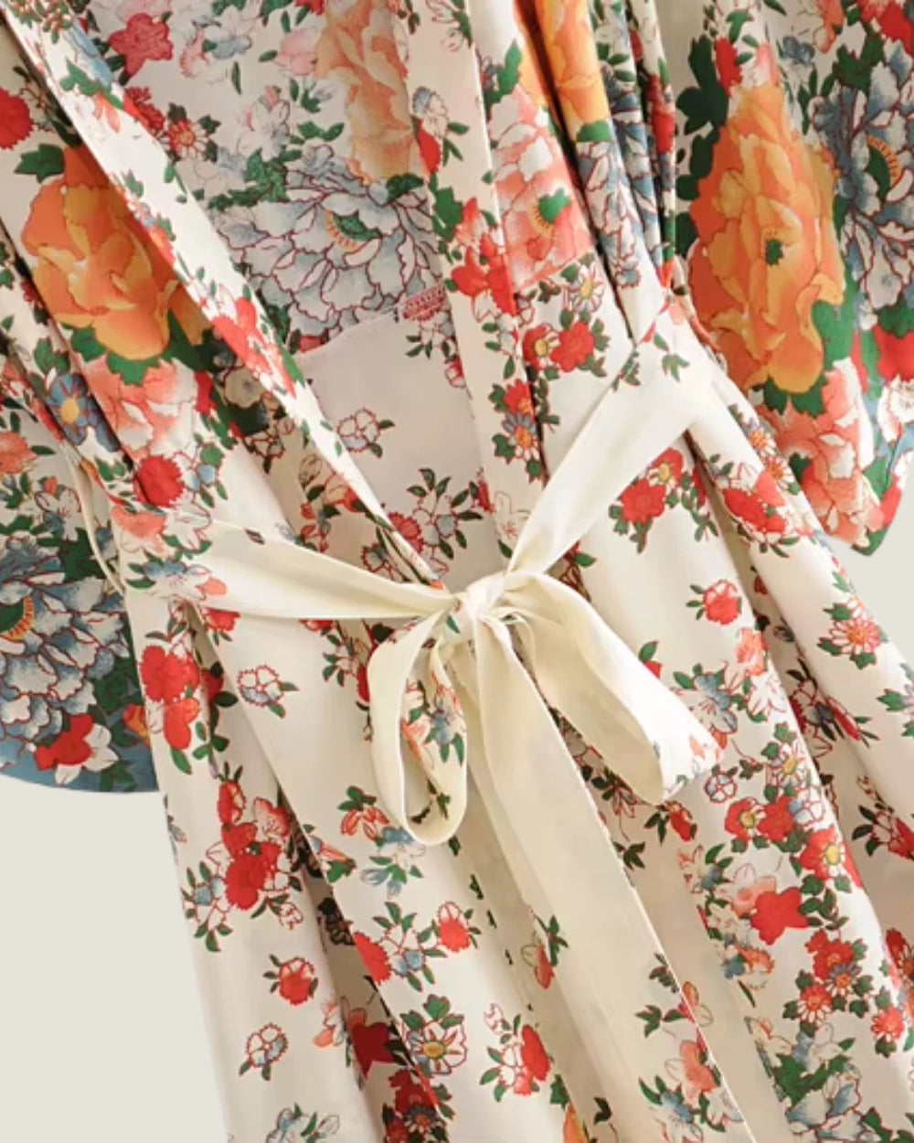 Kimono long crème floral femme | Fumis