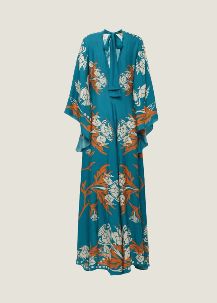 Robe kimono turquoise femme | Mizuhana