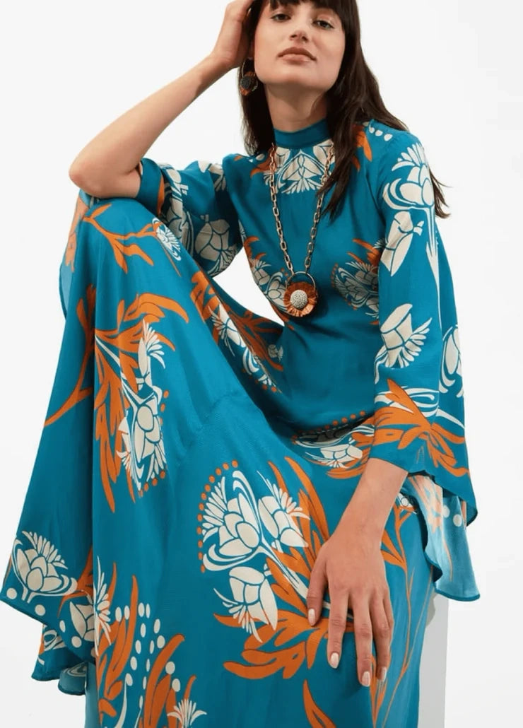 Robe kimono turquoise femme | Mizuhana