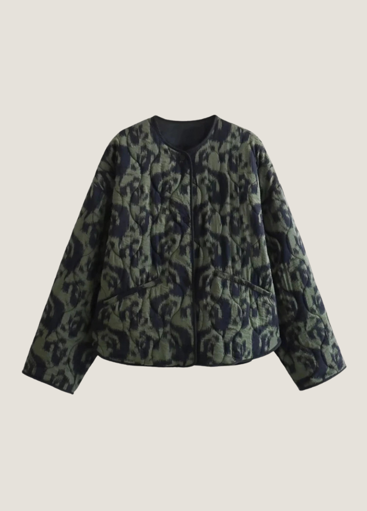 Green & black quilted jacket