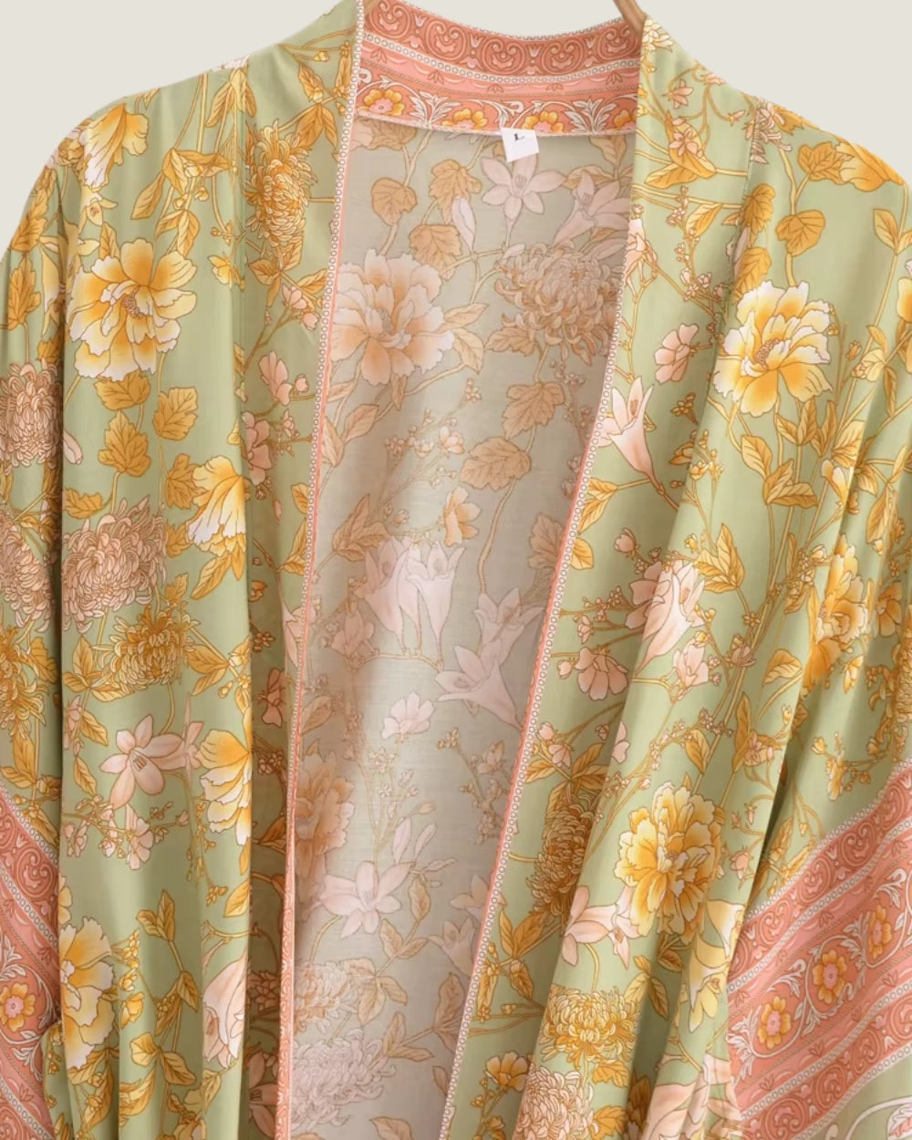 kimono long jaune vert femme | Momoka