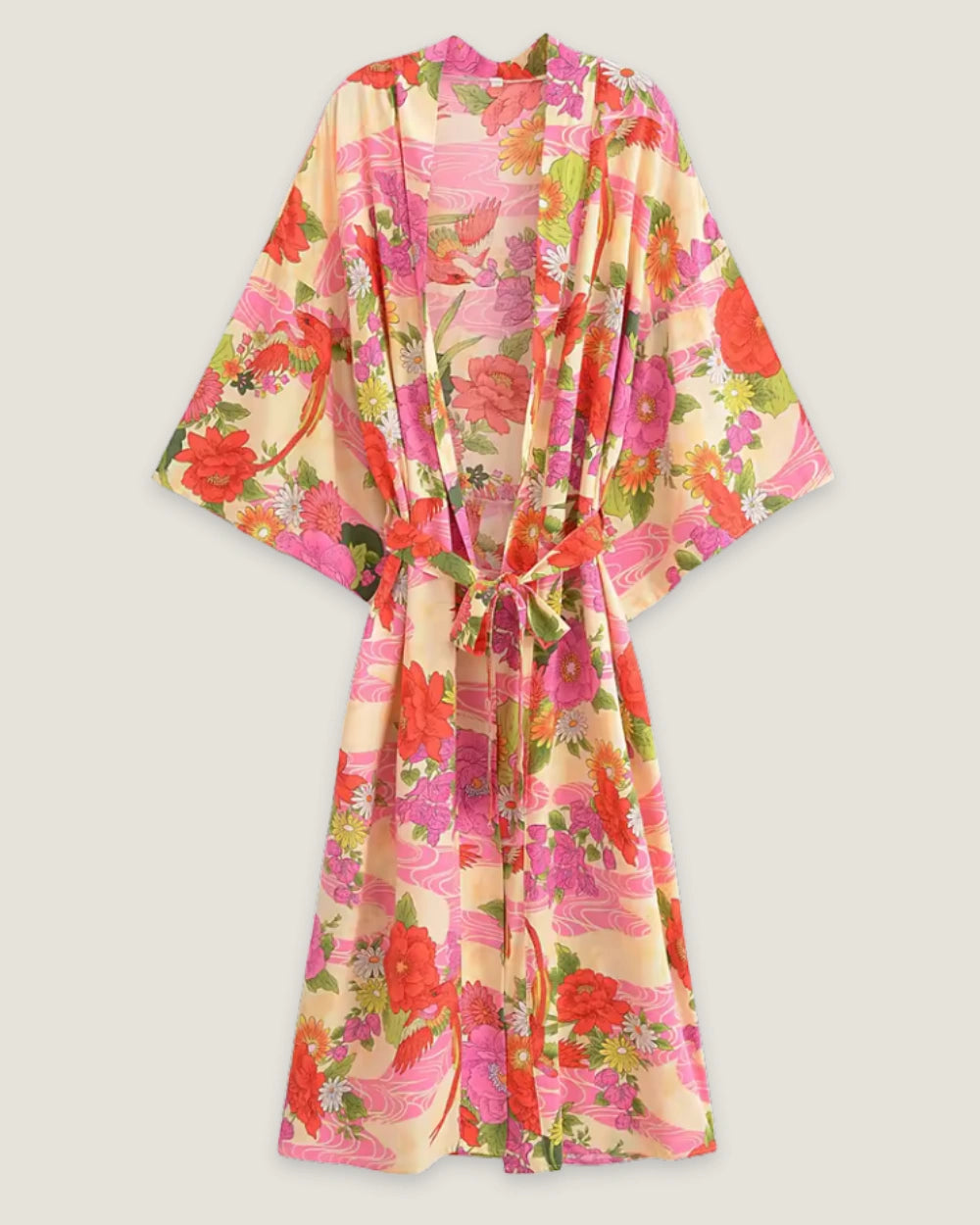 kimono long rose orangé femme | Haneka
