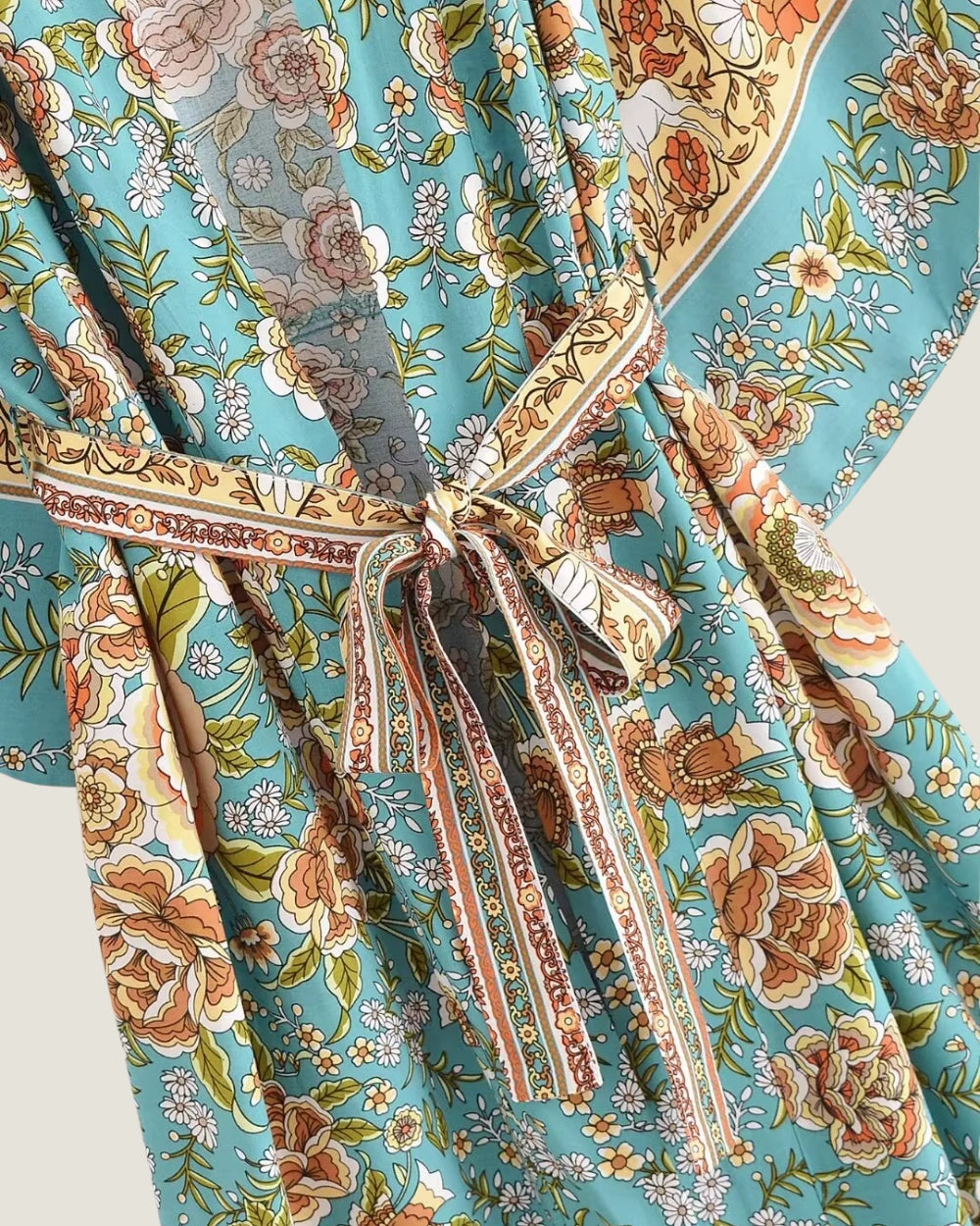 kimono long turquoise femme | Aoiha