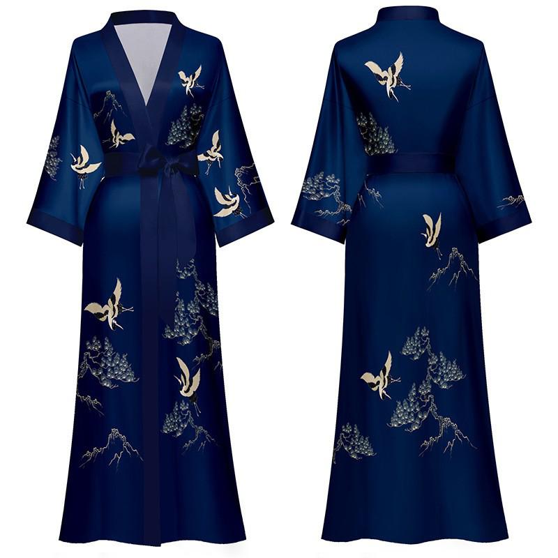 Kimono japonais pour femme bleu nuit My Kimono