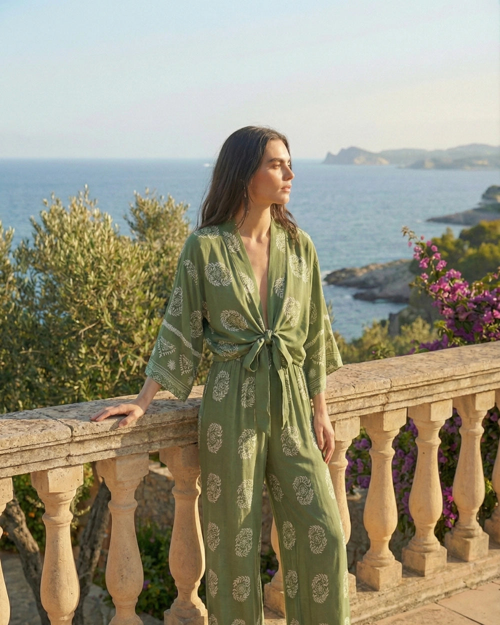 Ensemble kimono vert femme | Aoba