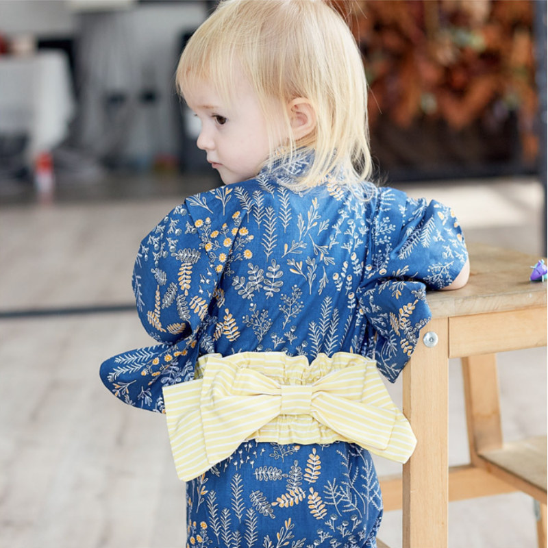Kimono pour Bébé Bleu Botanica