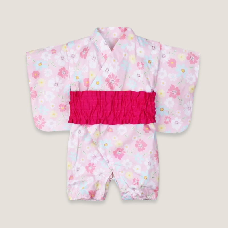 White Hortensia Baby Kimono