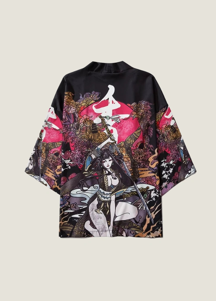 Kimono japonais femme noir samouraï | Shinku