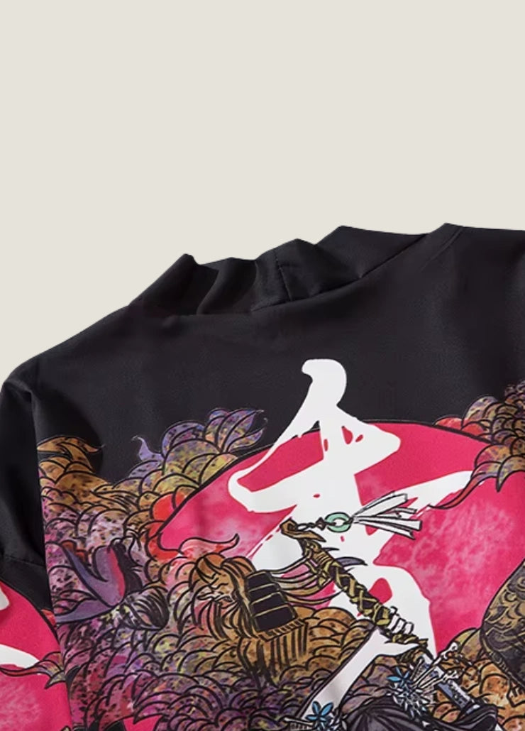 Kimono japonais femme noir samouraï | Shinku