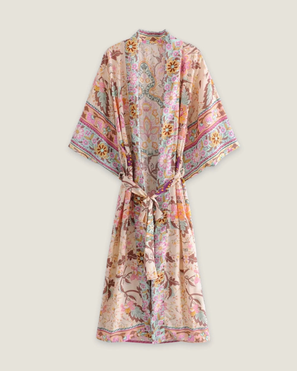 Kimono long beige femme | Asagao