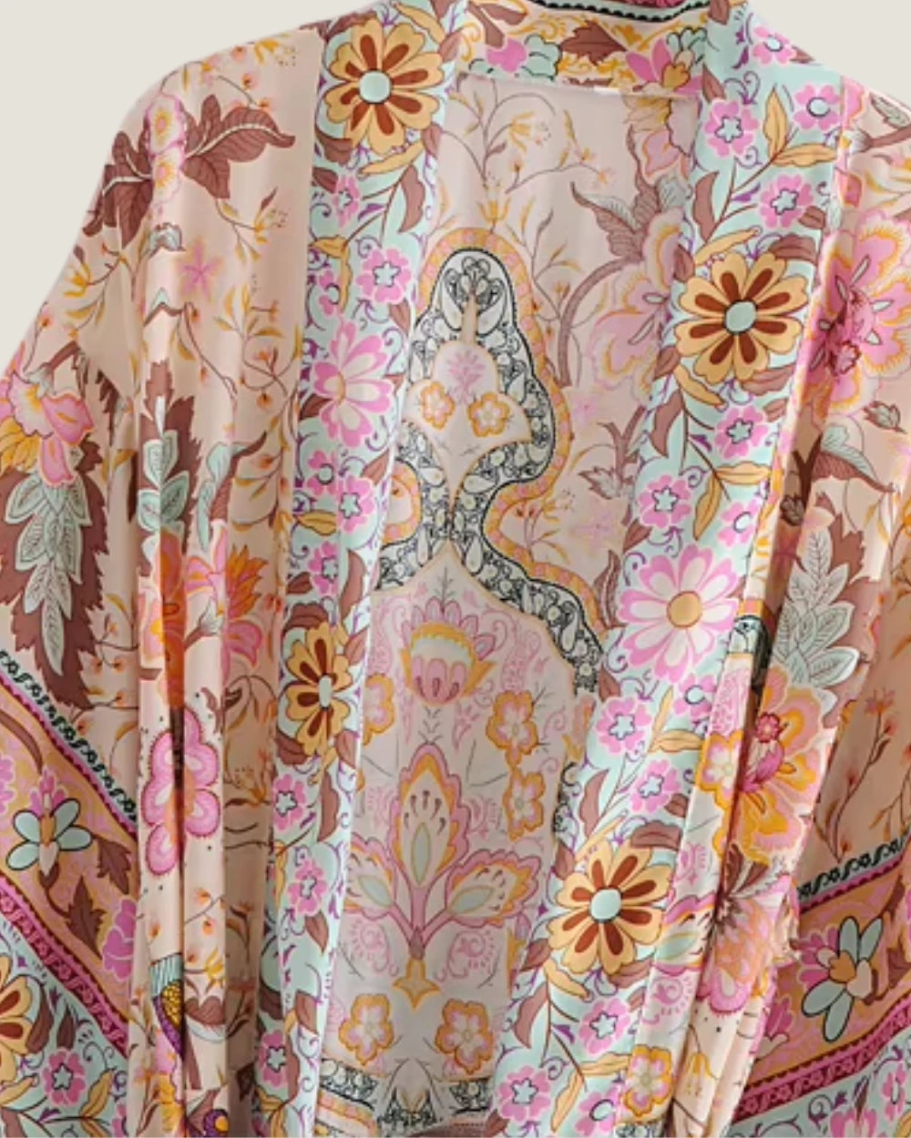 Kimono long beige femme | Asagao