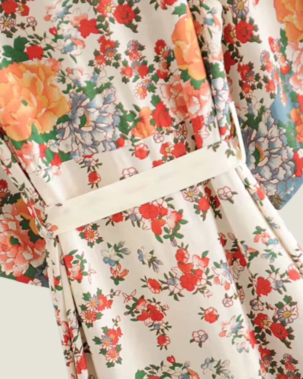 Kimono long crème floral femme | Fumis