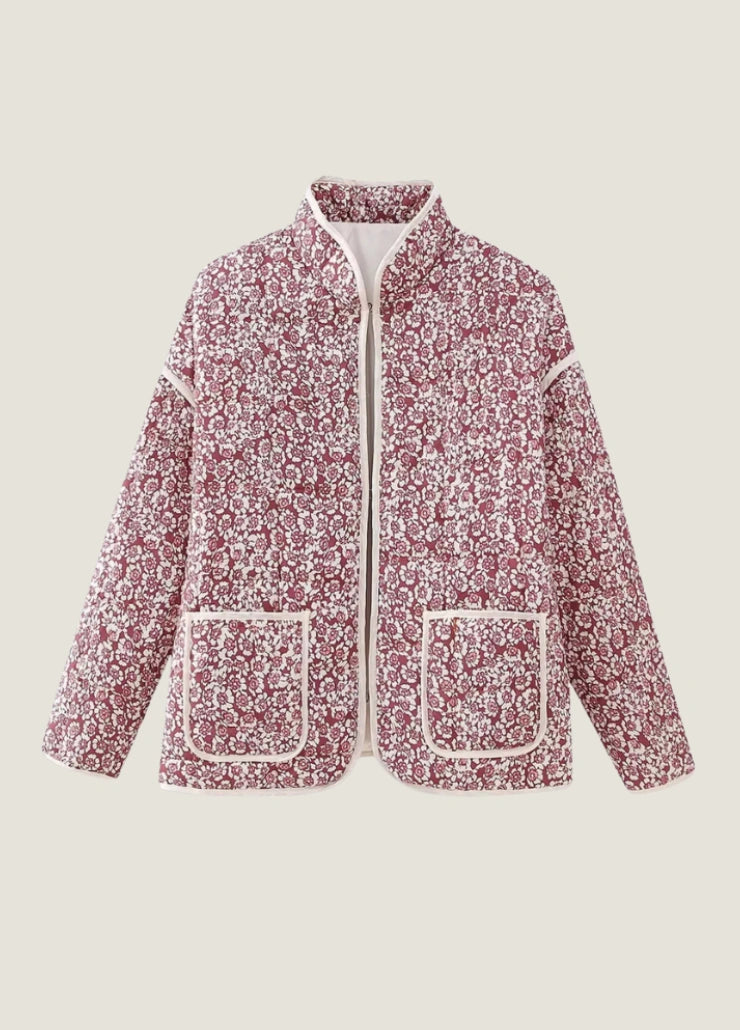 Pink floral quilted jacket