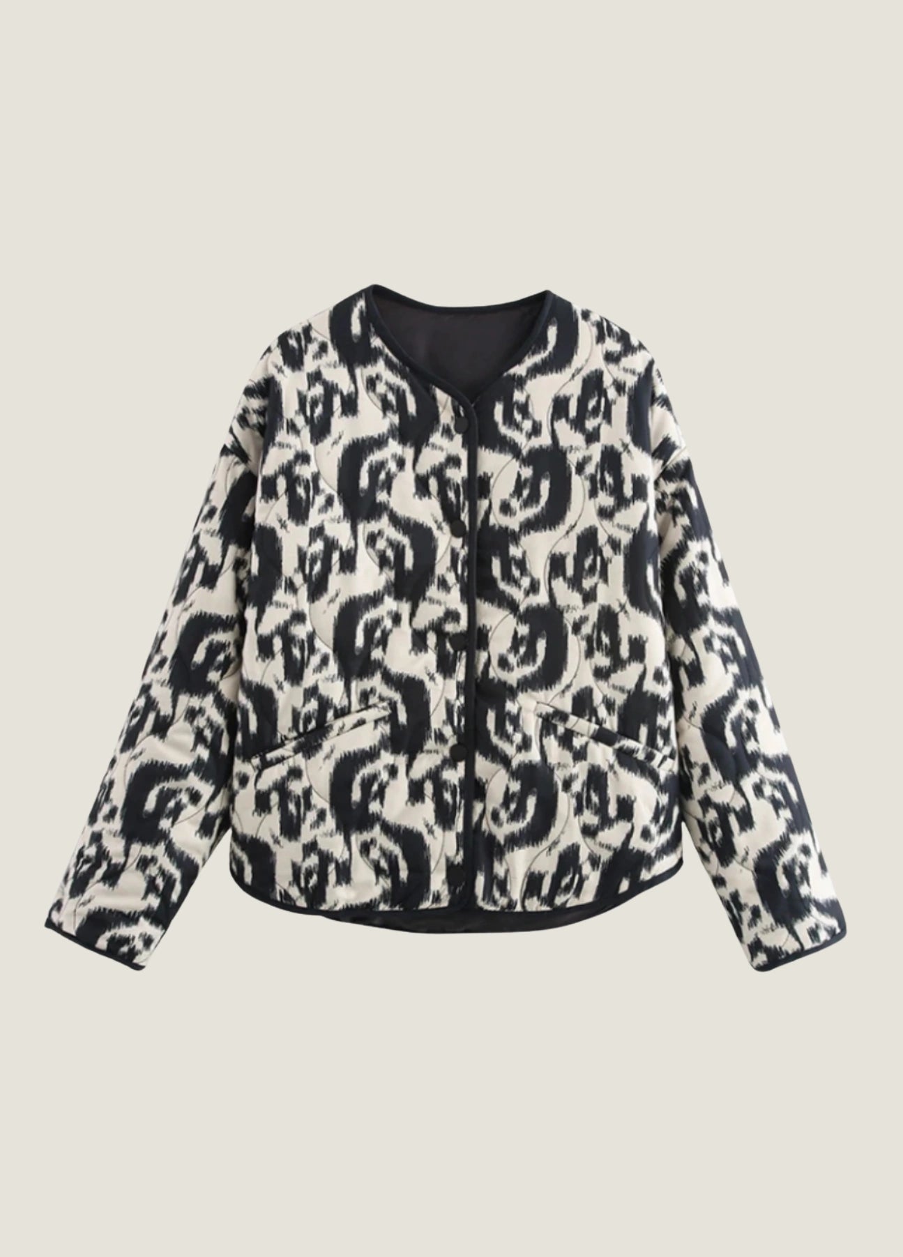 White &amp; black quilted jacket