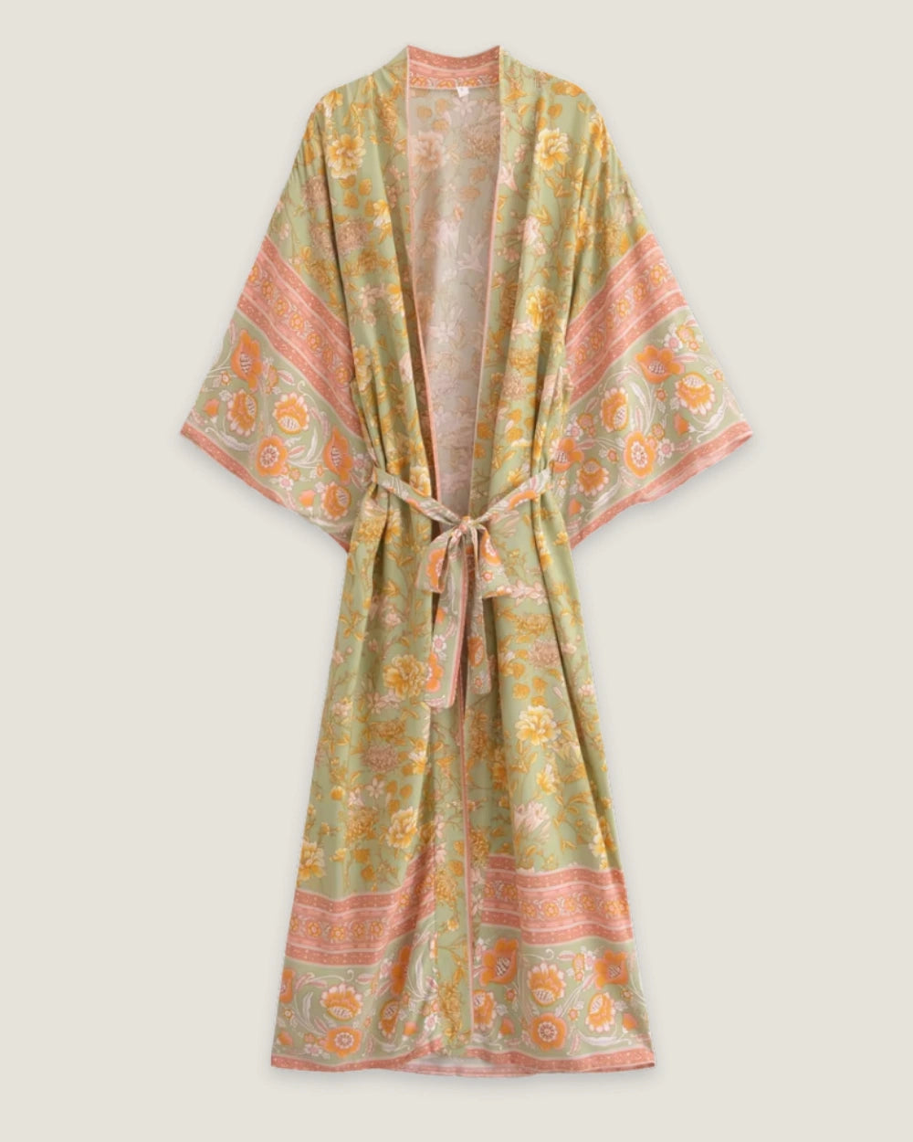 kimono long jaune vert femme | Momoka