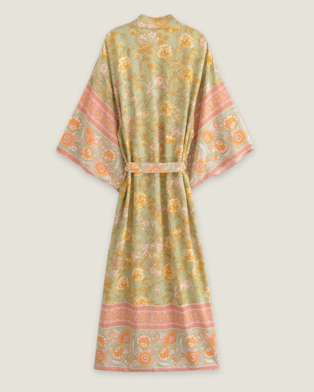 kimono long jaune vert femme | Momoka