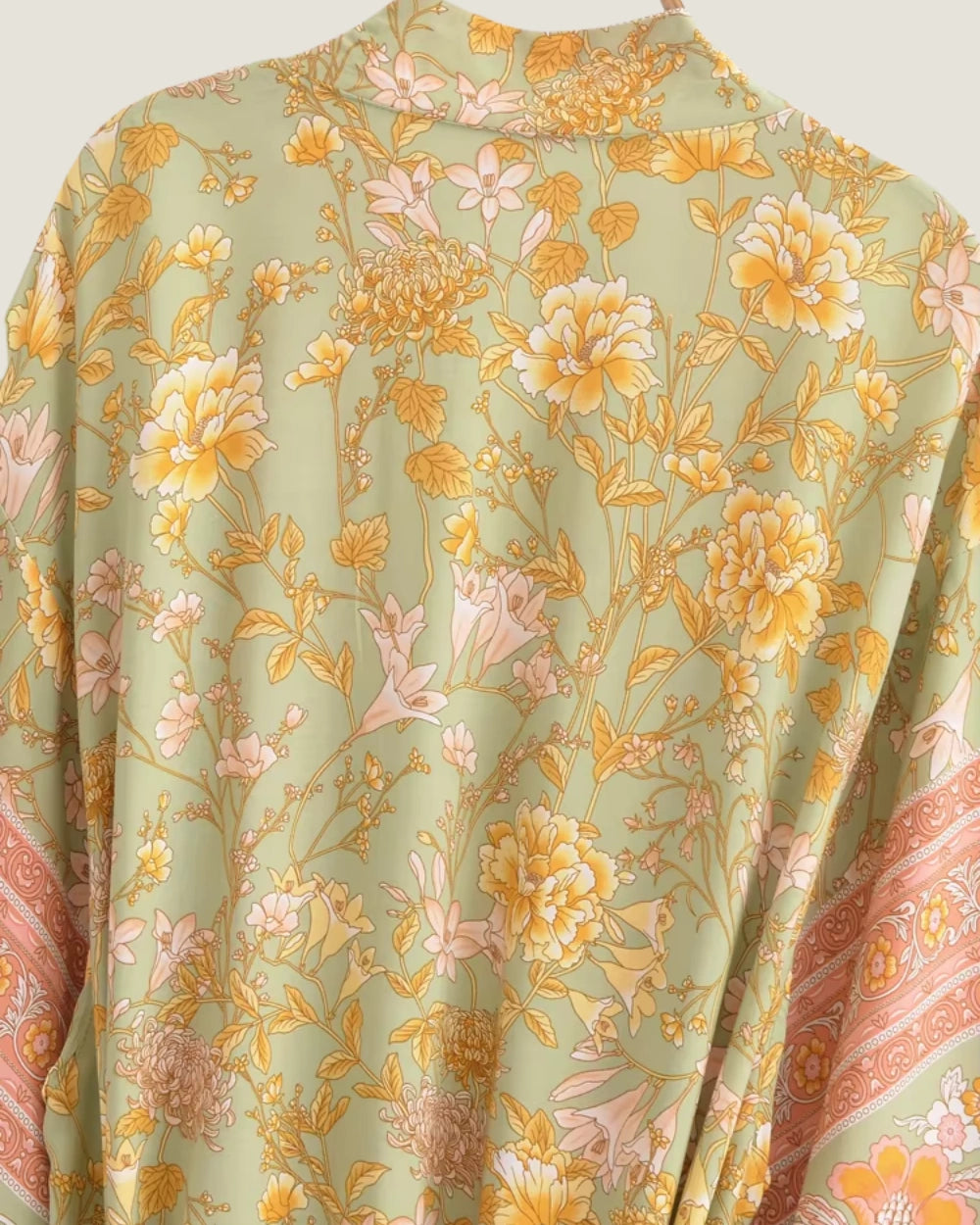 kimono long jaune vert femme | Momoka