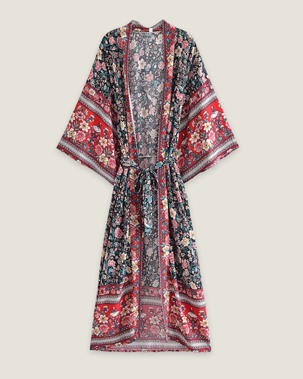 kimono long rouge femme | Akahana